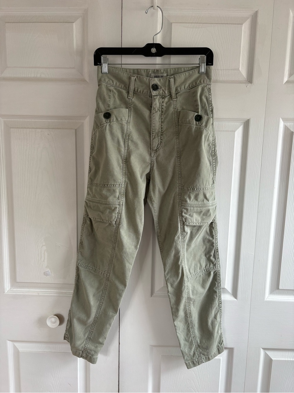 AGOLDE Kai Cargo Pant Jeans Sage Green Edamame 25 Gorpcore Grunge Pocket High